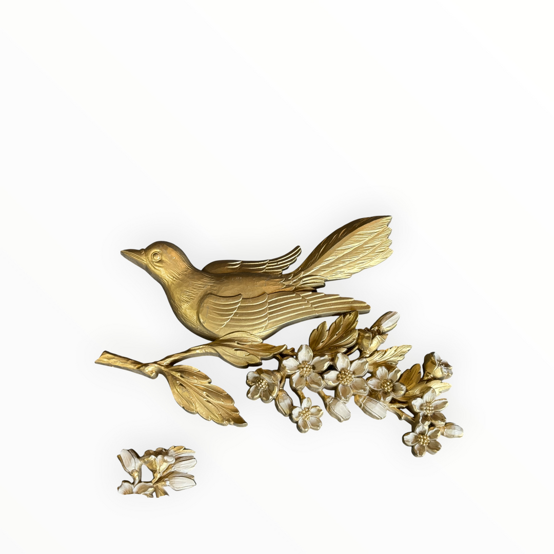 Vintage Syroco Bird and Dogwood Branch Plaque