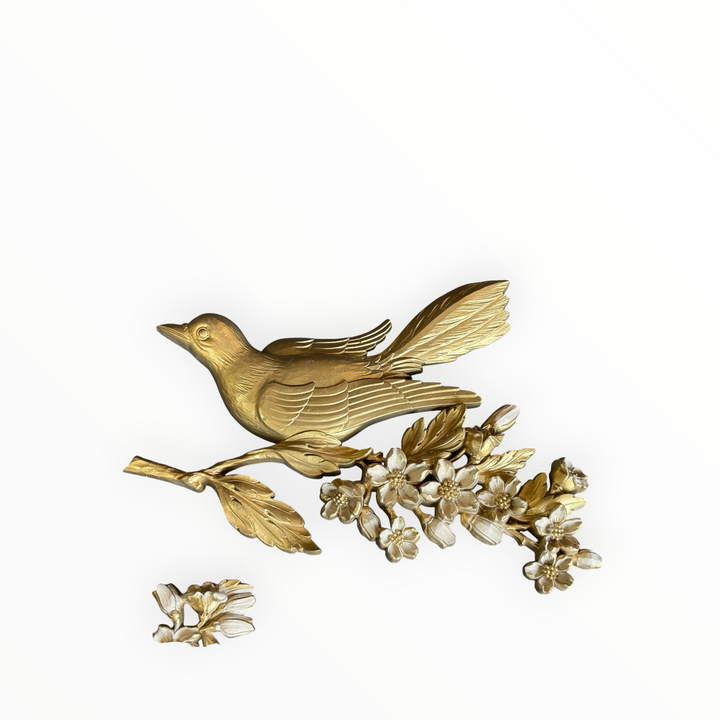 Vintage Syroco Bird and Dogwood Branch Plaque