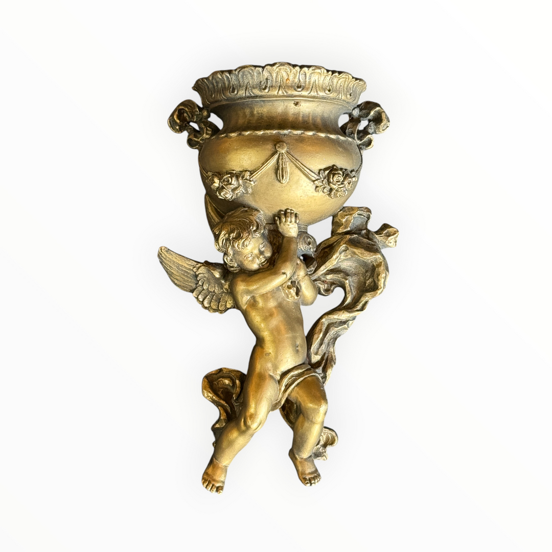 Vintage Syroco Cherub Wall Pocket / Vase