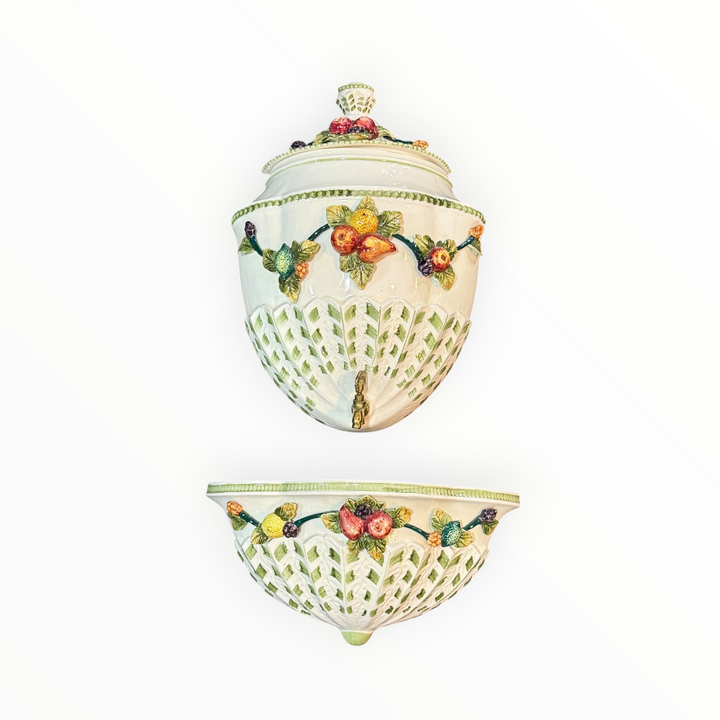 Two-piece Porcelain Lavabo Wall Fountain and Planter Set by Andrea by Sadek