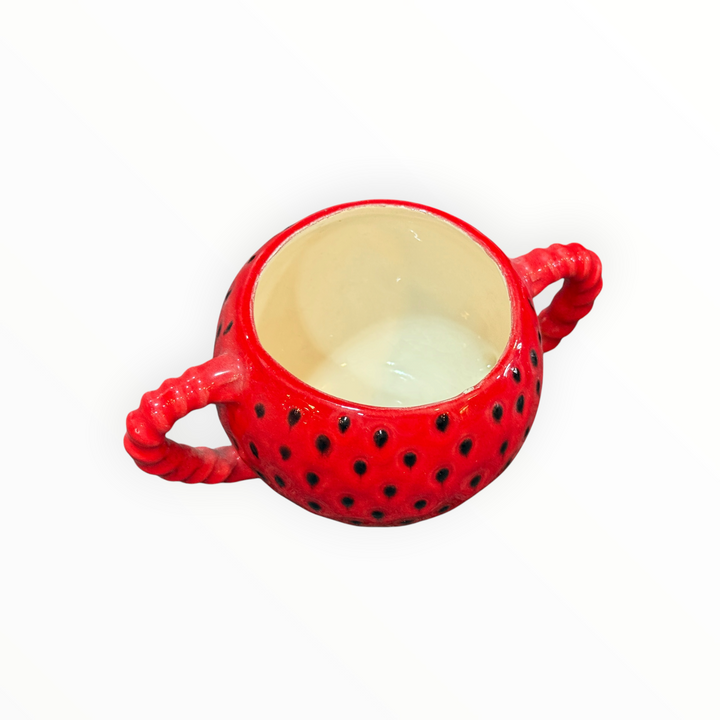 Handmade Ceramic Strawberry Teapot w/ Creamer and Sugar