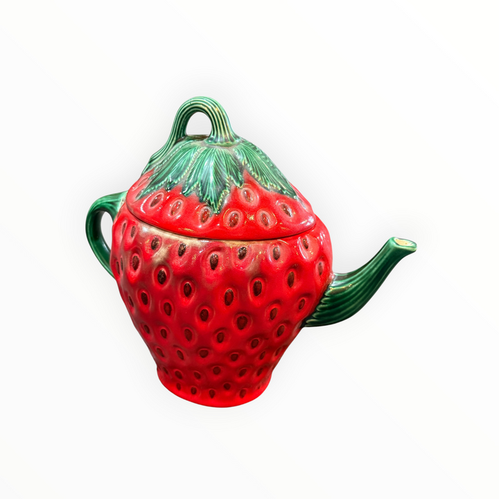 Handmade Ceramic Strawberry Teapot w/ Creamer and Sugar