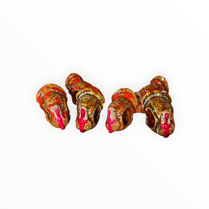 Vintage Ceramic Glazed Turkey Napkin Rings
