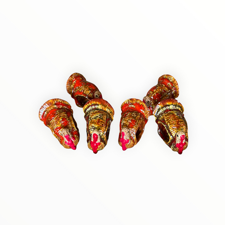 Vintage Ceramic Glazed Turkey Napkin Rings