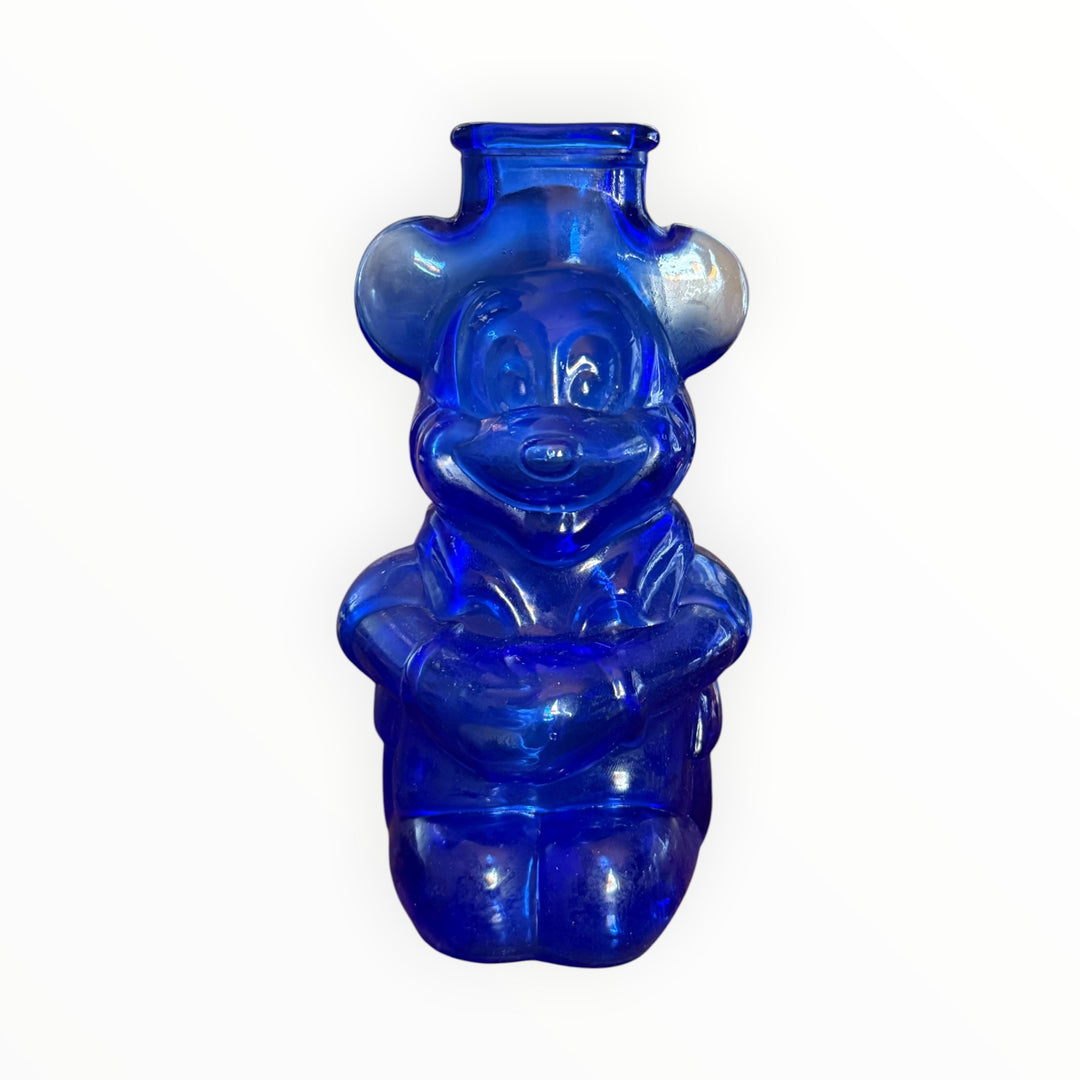 Cobalt Blue Glass Mickey Mouse Bank