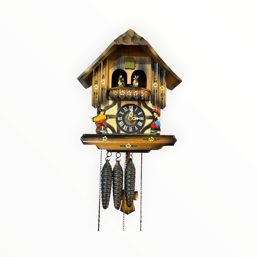 Cuckoo Clock German Dancers Musical 1960s Black Forest Works Good Vintage