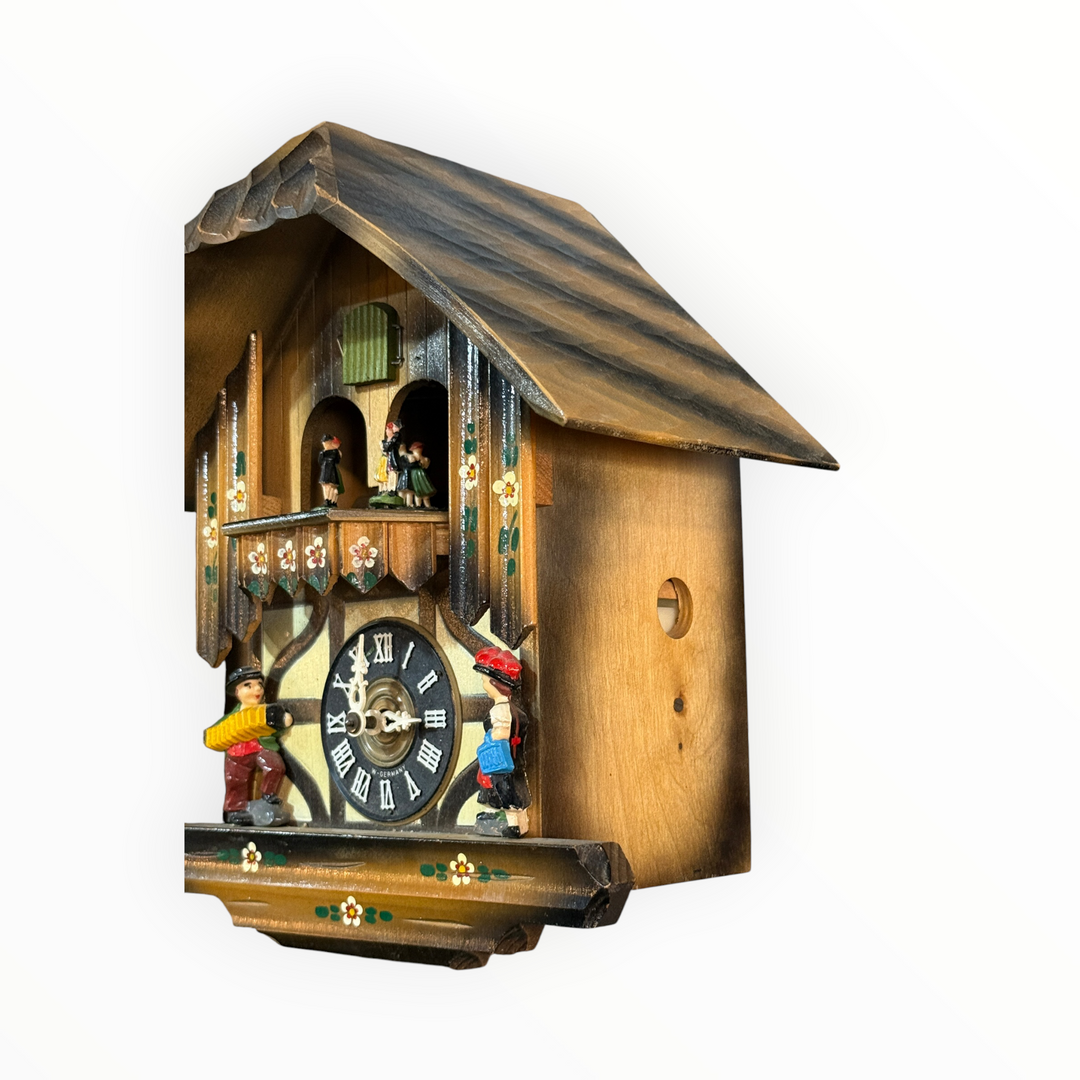 Cuckoo Clock German Dancers Musical 1960s Black Forest Works Good Vintage