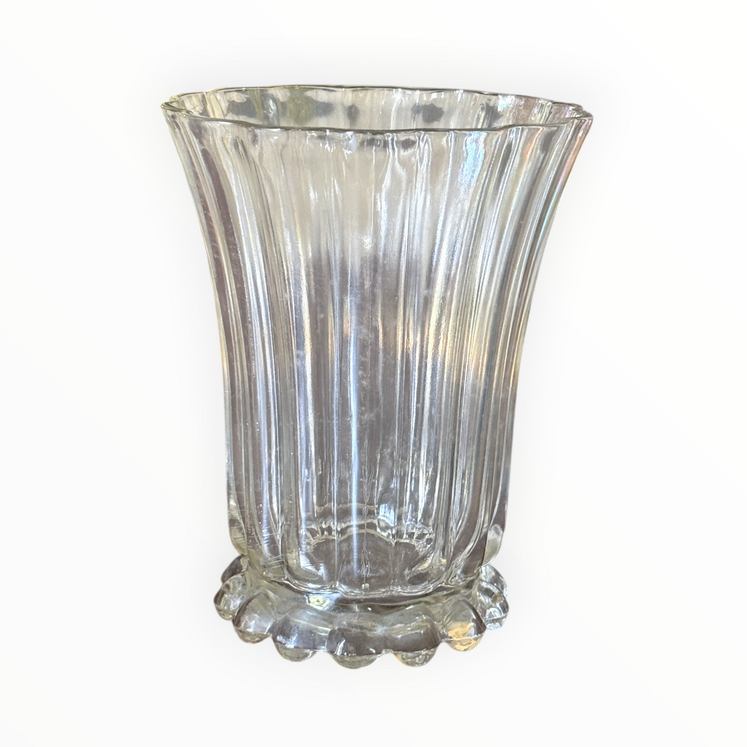 Vintage  7 1/2" Tall Heavy Glass Flower Vase