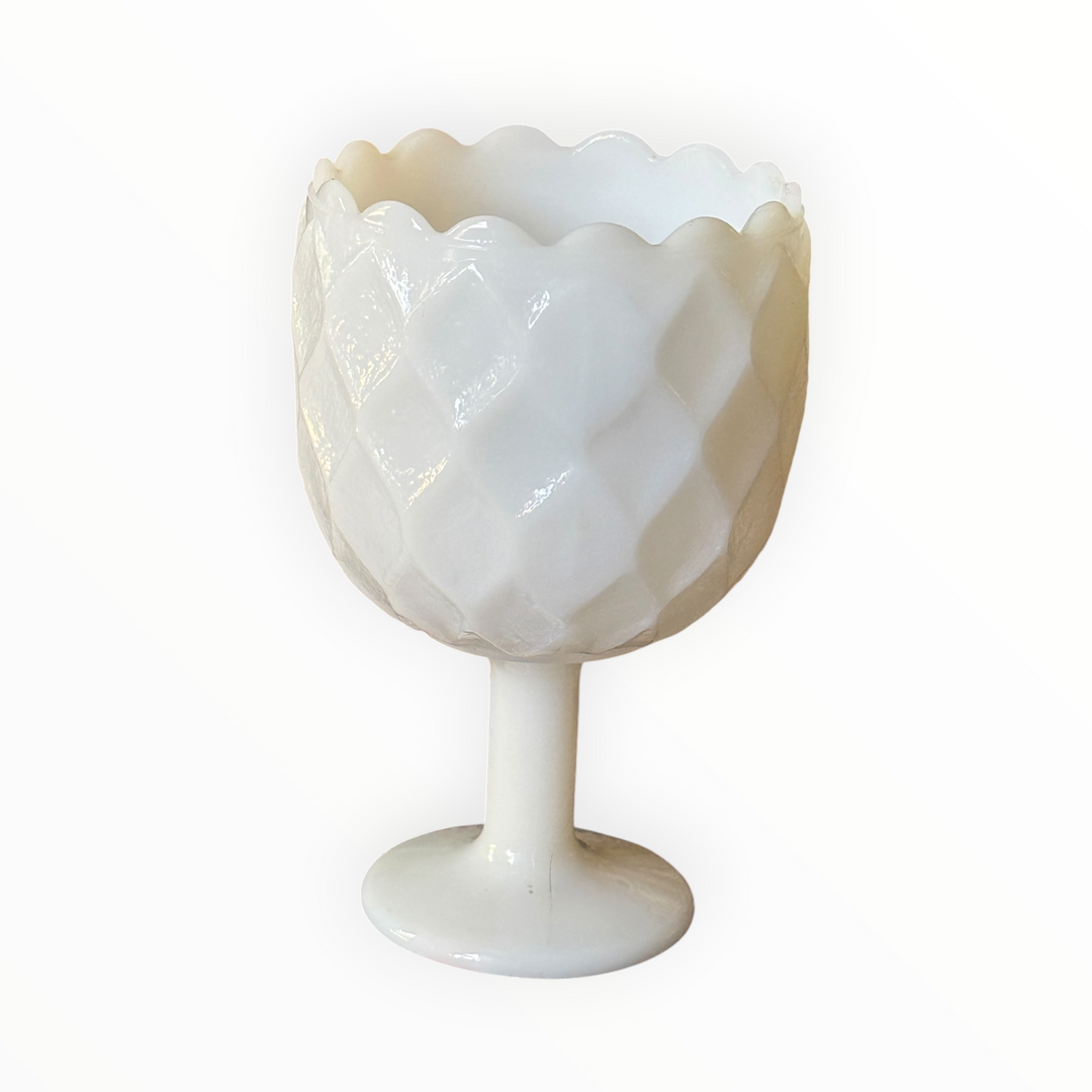 Milk Glass Pedestal Challis Vase
