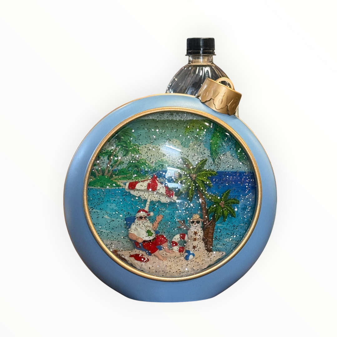 Valerie Parr Hill Santa &amp; Snowman on the Beach Water Globe