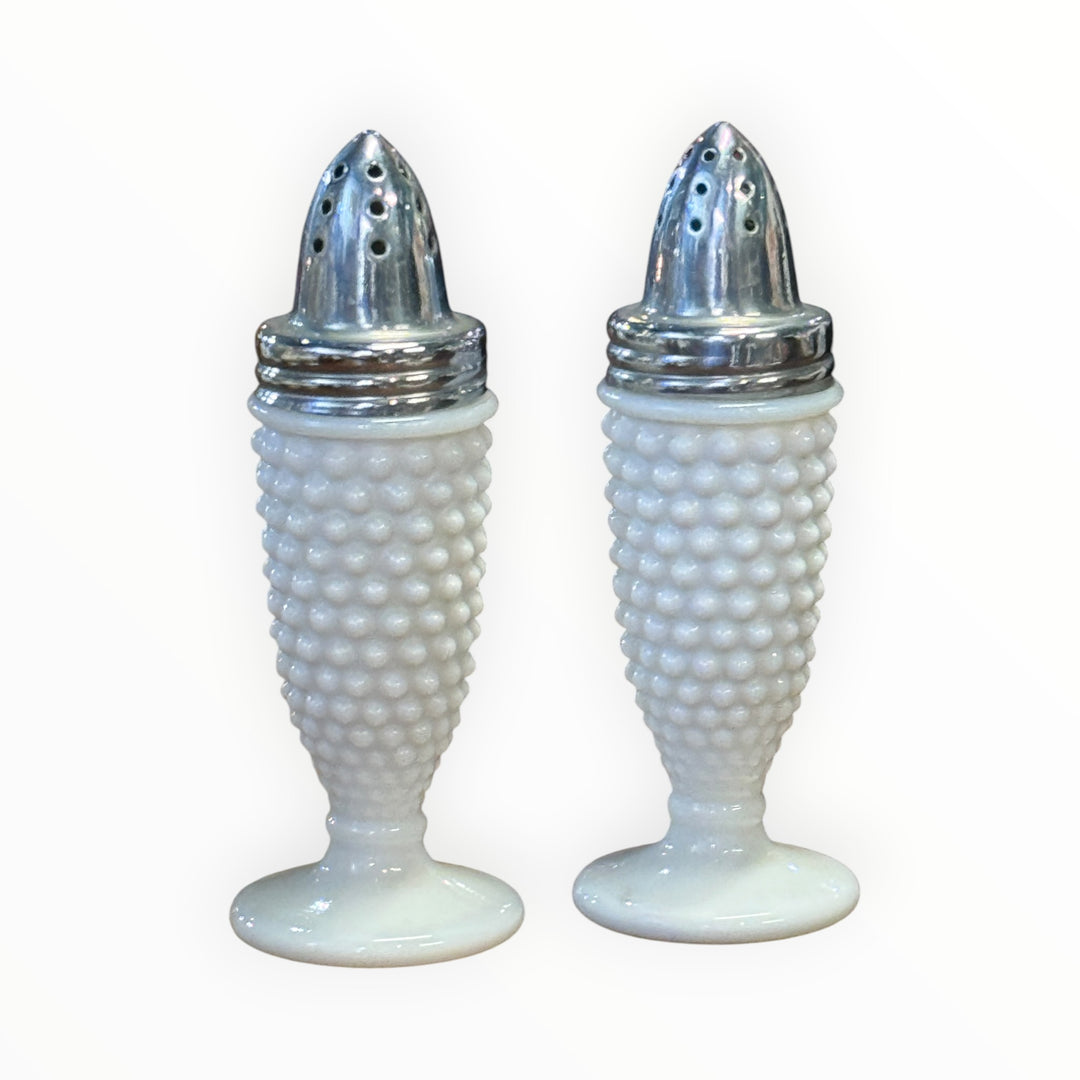 Salt &amp; Pepper - Hobnail Milk Glass