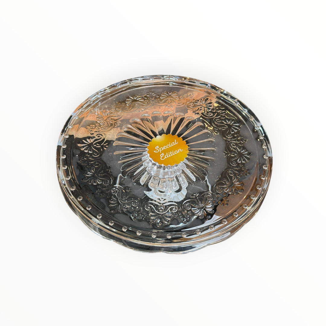 Pioneer Woman Limited Edition Cassie Embossed Clear Glass Cake Stand