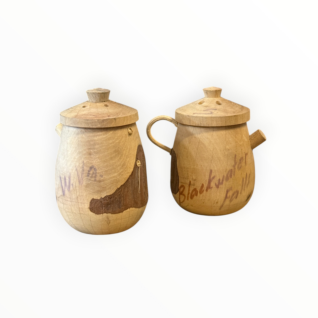 Salt and Pepper - Wooden Teapot WV