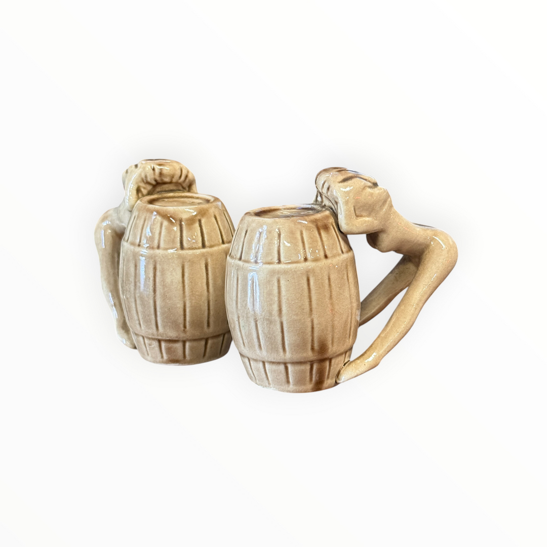 Salt and Pepper - Ceramic Shaped Barrel Mug / Naked Lady Handle