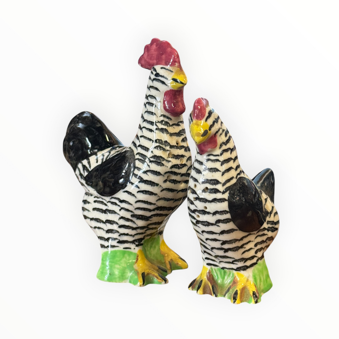 Salt and Pepper - Blue Ridge Pottery "Dominickers" Rooster and Hen
