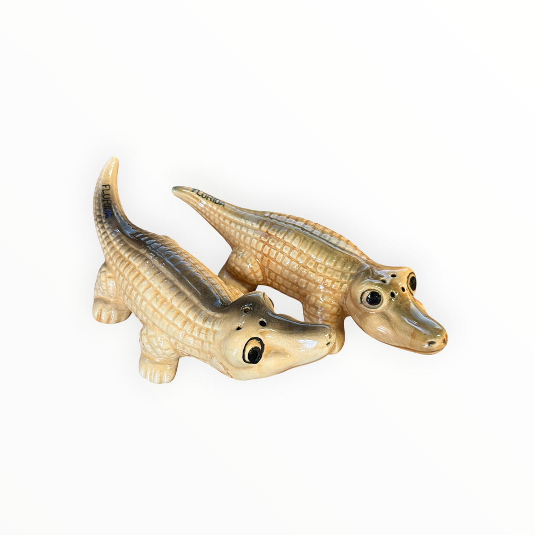 Salt and Pepper - G Nov. Co Japan Ceramic Alligator Crocodile Florida