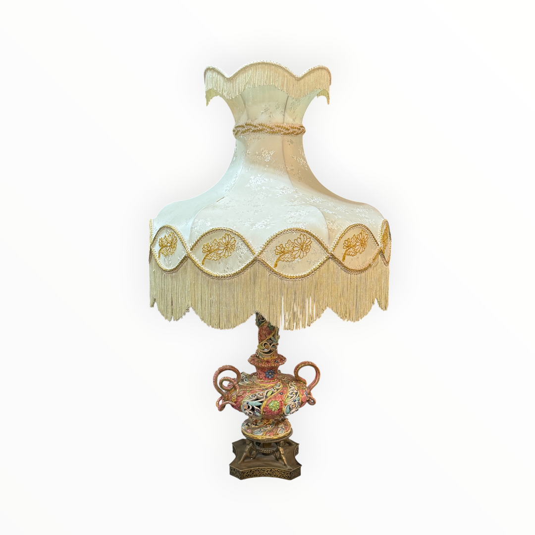 Vintage Hand Painted Glazed Ceramic Lamp  PICKUP ONLY