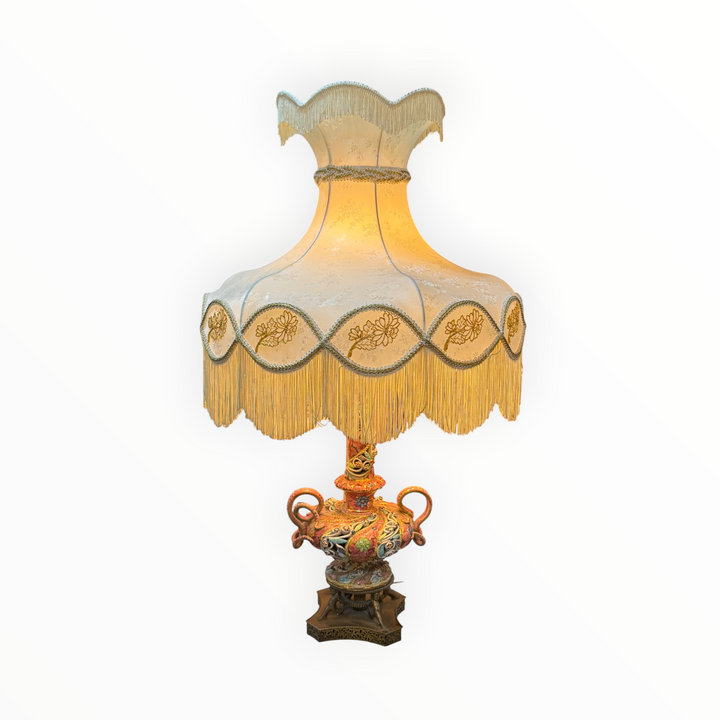Vintage Hand Painted Glazed Ceramic Lamp  PICKUP ONLY