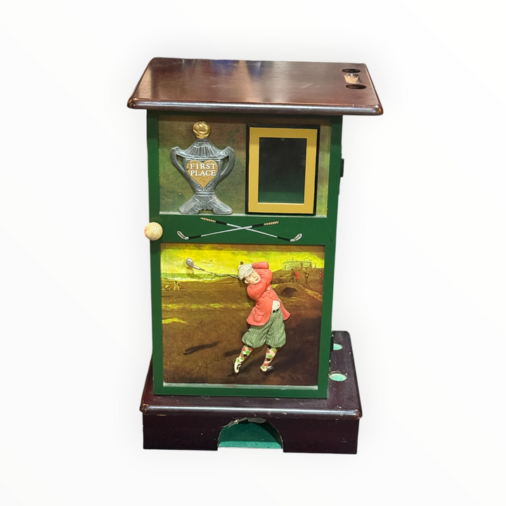 Powell Golf Motif Accent Cabinet W/ Built In Putting Hole Fun Side Table