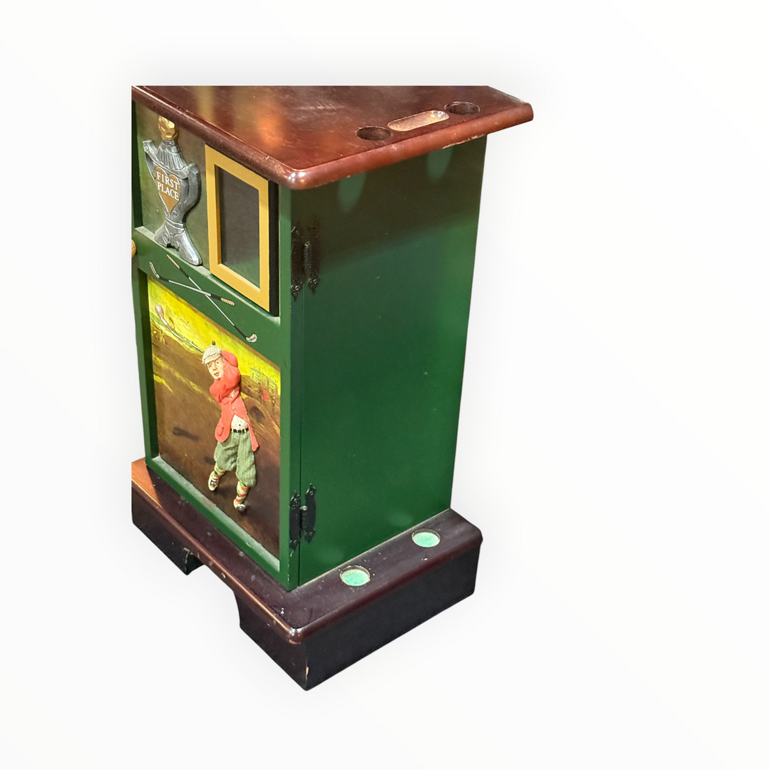 Powell Golf Motif Accent Cabinet W/ Built In Putting Hole Fun Side Table