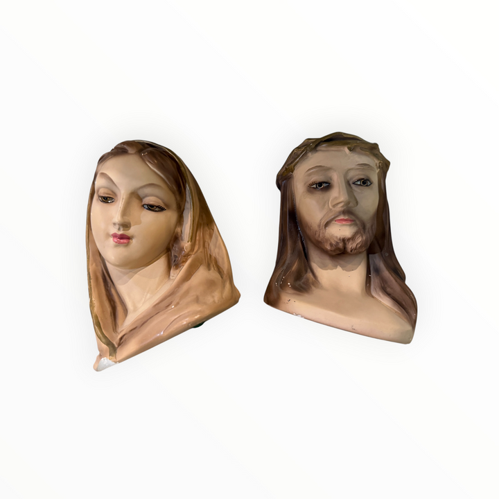 Chalkware Mary and Jesus Statues