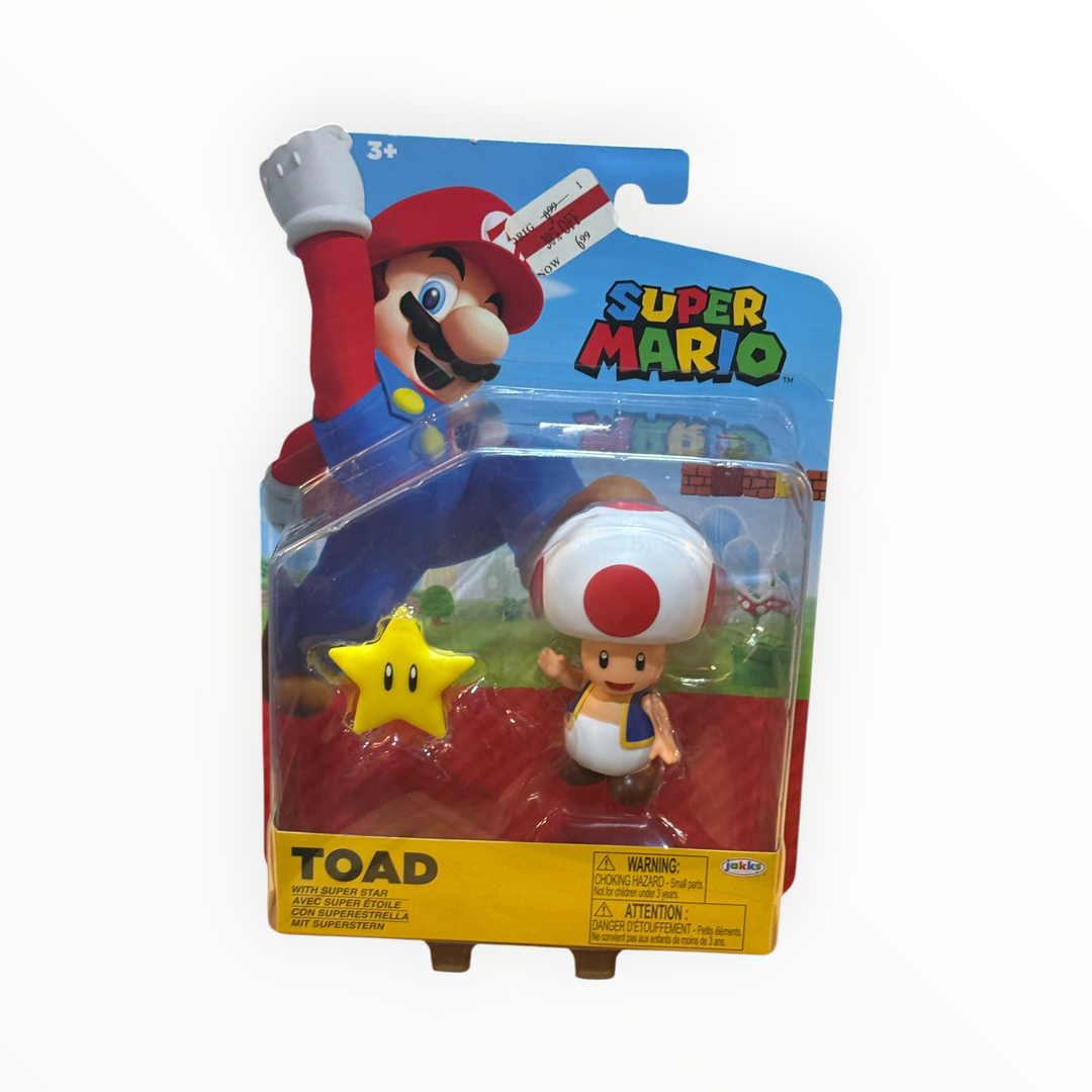 JAKKS Pacific Super Mario Toad Action Figure with Super Star