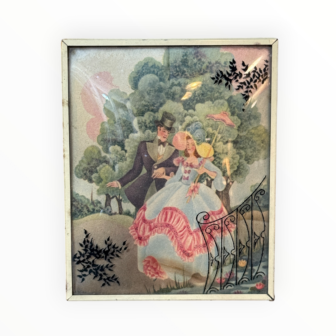 Vintage Convex Bubble Glass Framed Picture