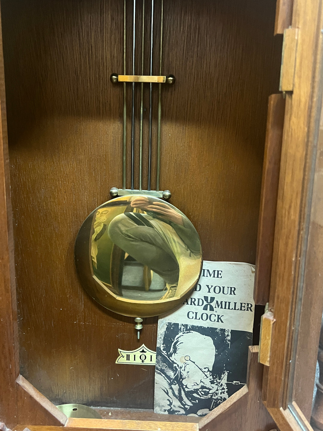 Vintage Westclox Pendulum Wall Clock 47in Tall Grandfather Carved Wood  PICKUP ONLY