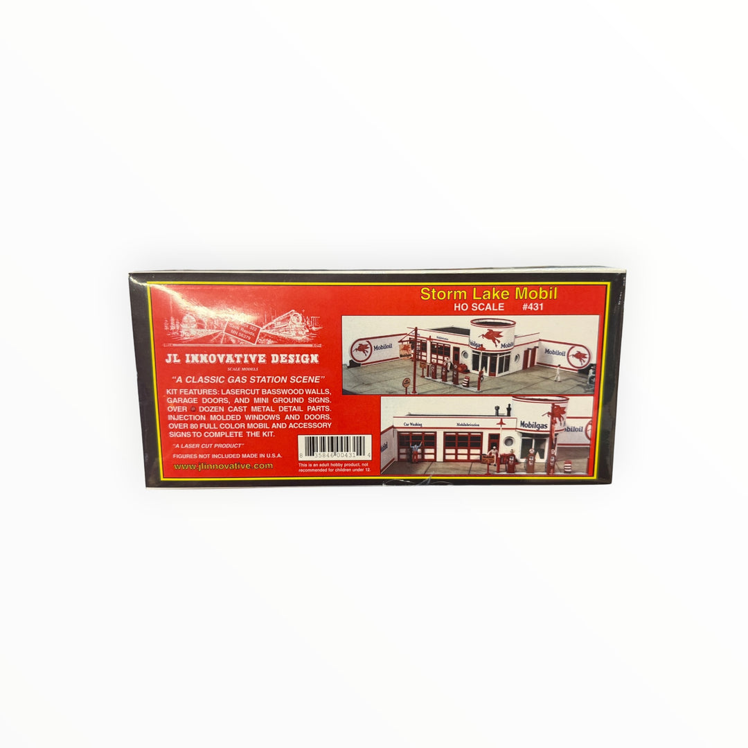JL Innovative Design 431 HO Scale Storm Lake Mobil gas station model building kit