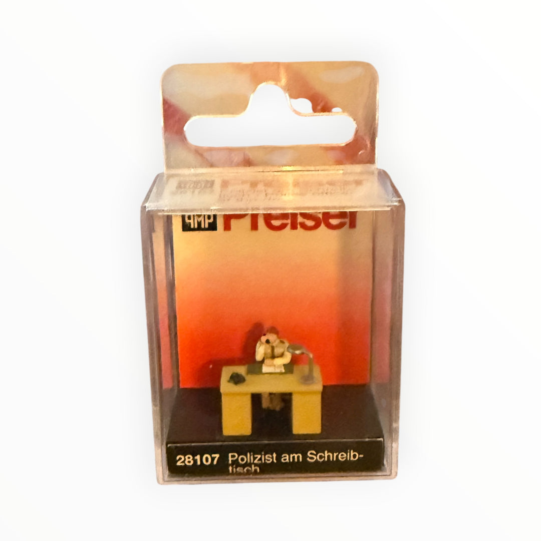 Preiser Police Officer at Desk - Model Railroad Figure - HO Scale - 