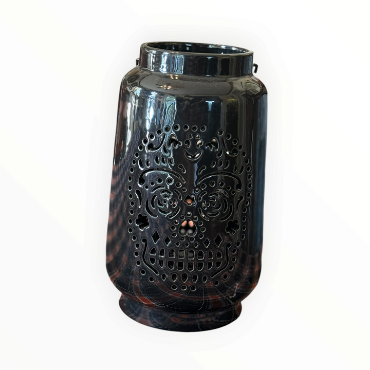Ceramic Halloween Dia De Los Muertos Lantern in Black
