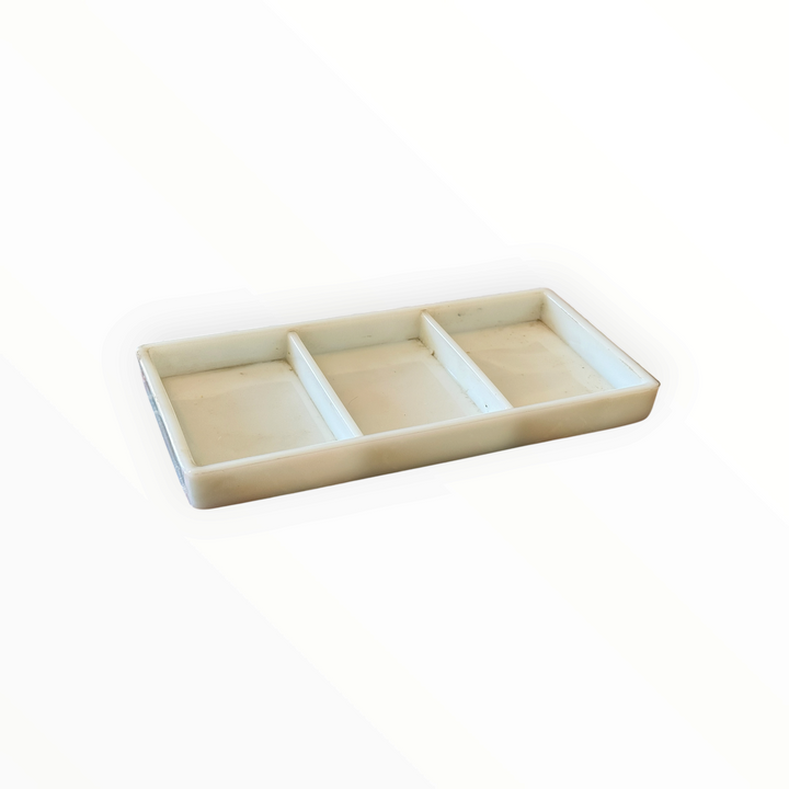 American Cabinet Co Milk Glass Instrument Organizer Tray 17 USA 3 Compartment