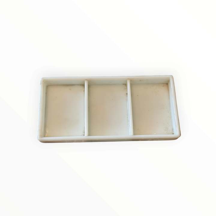 American Cabinet Co Milk Glass Instrument Organizer Tray 17 USA 3 Compartment