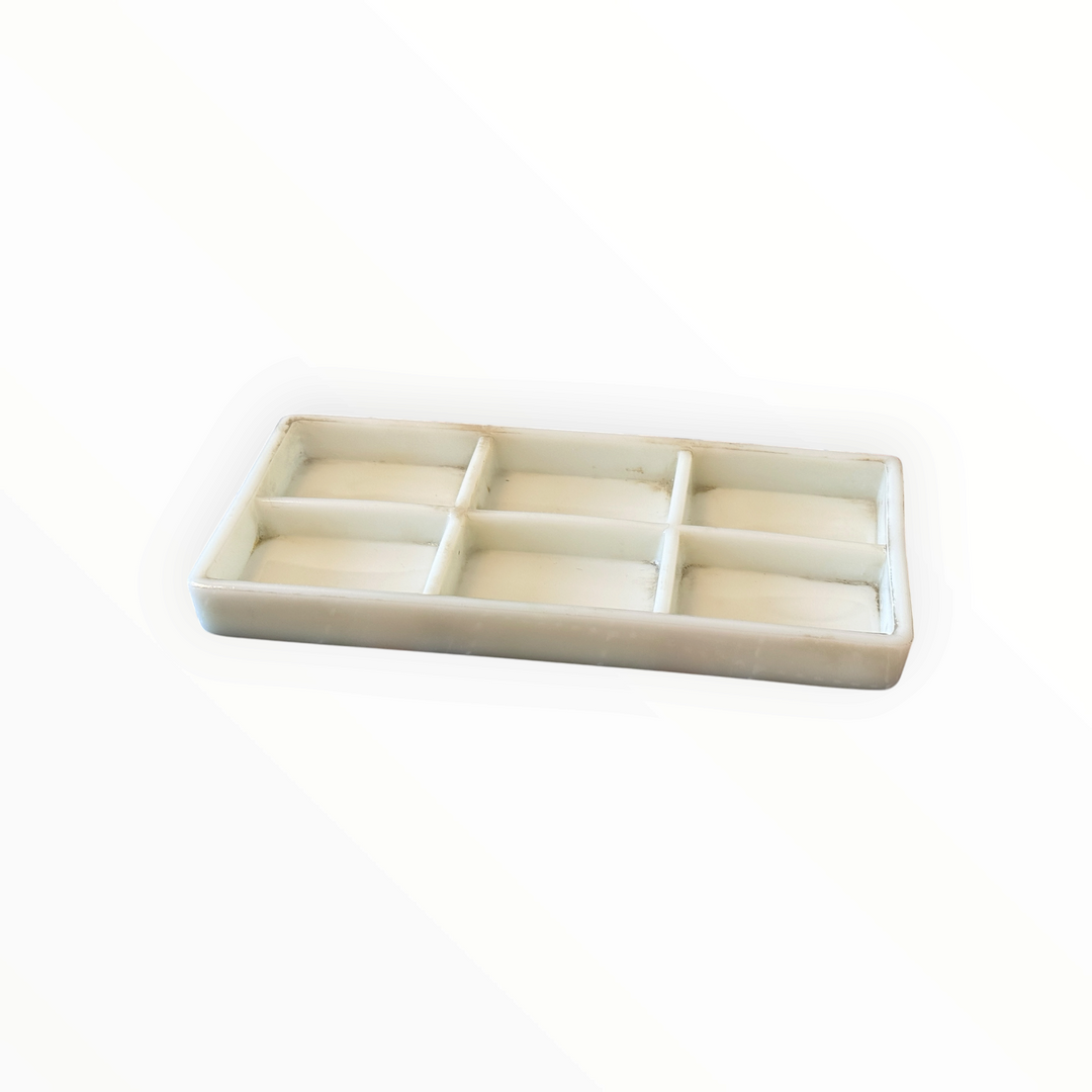 American Cabinet Co Milk Glass Instrument Organizer Tray 20 USA 6 Compartment