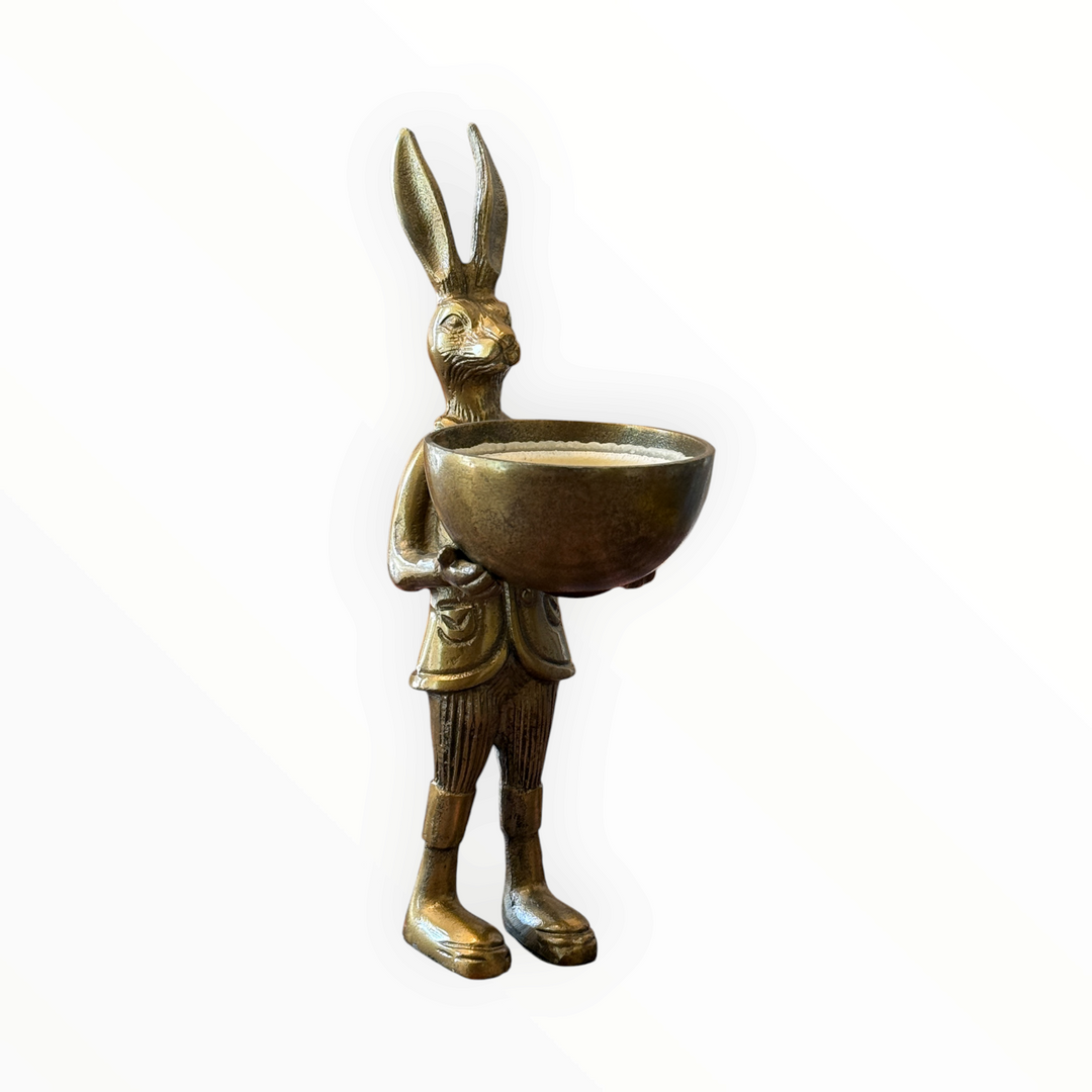 Eric and Eloise Collection 14-inch Brass Rabbit with Bowl