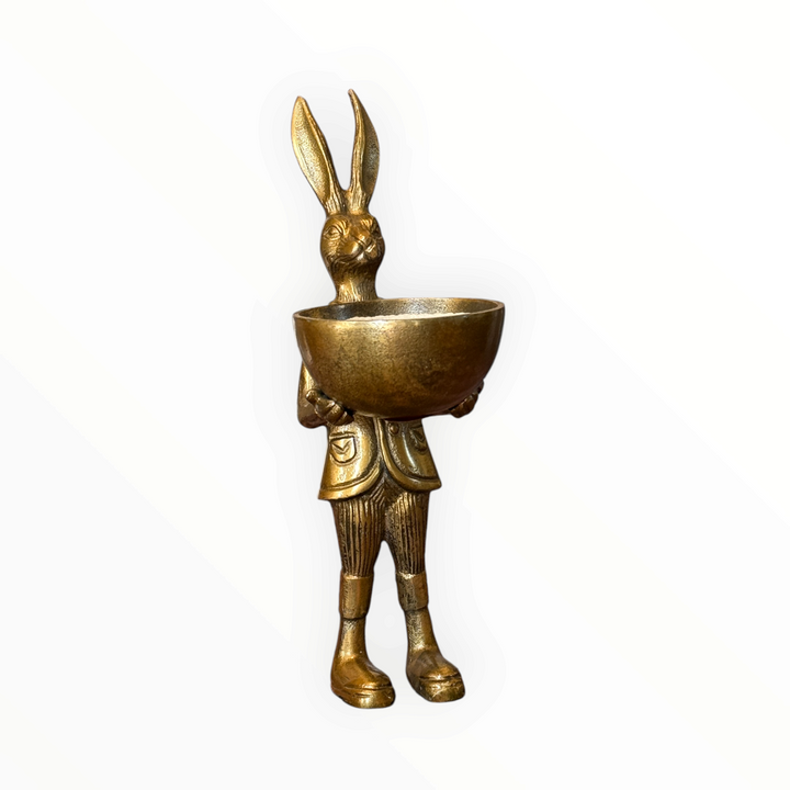 Eric and Eloise Collection 14-inch Brass Rabbit with Bowl