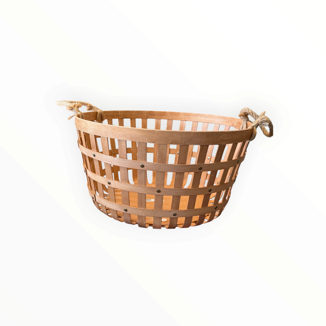 IKEA VÄXTHUS Handmade Woven Poplar Basket with Rope Handles