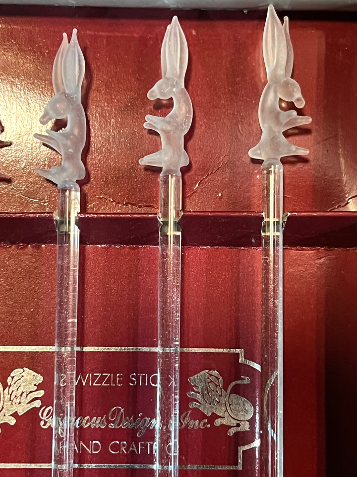 Vintage Glass Swizzle Stick Set