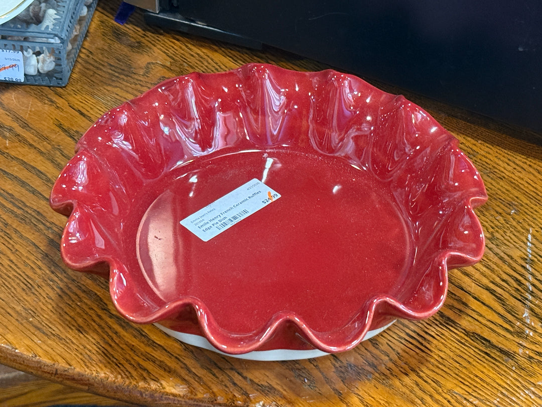 Emile Henry French Ceramic Ruffled Edge Pie Dish