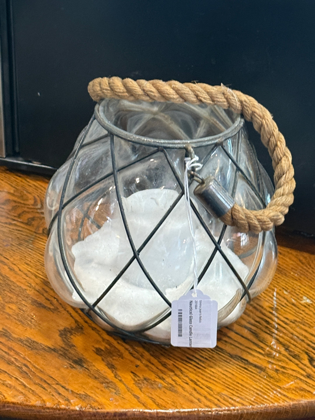 Clearance - Glass Lanter 6" w/sand &amp; candle