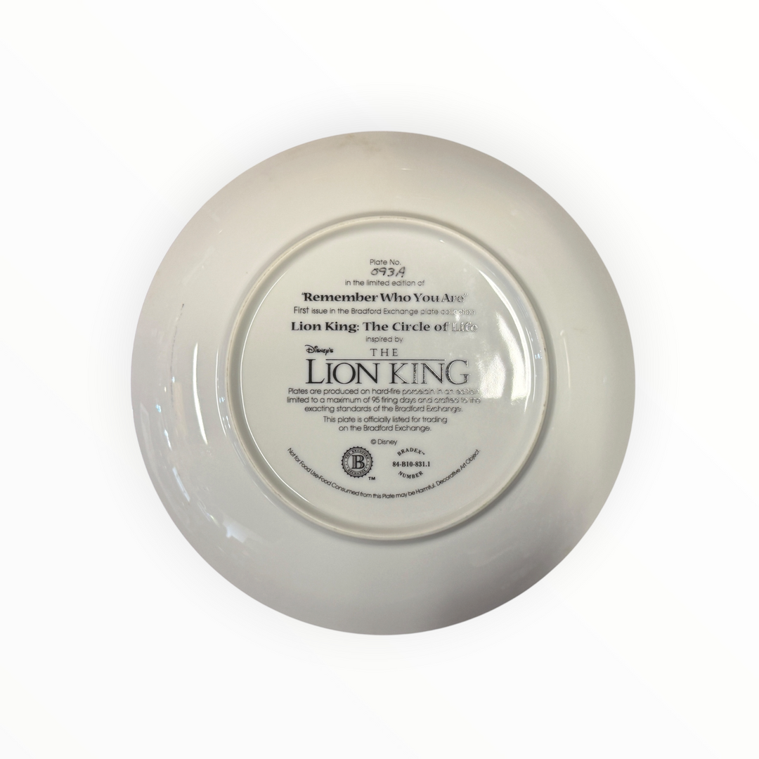 1994 Disney Collector Plate The Lion King, likely titled "Future King of Pride Rock"