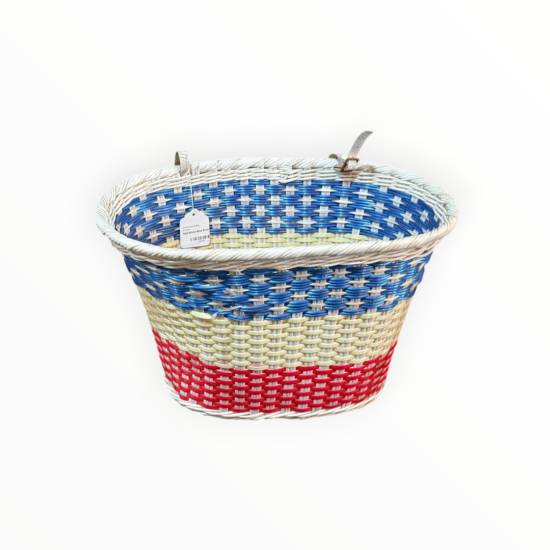 Vintage Red White and Blue Bicycle Basket Plastic
