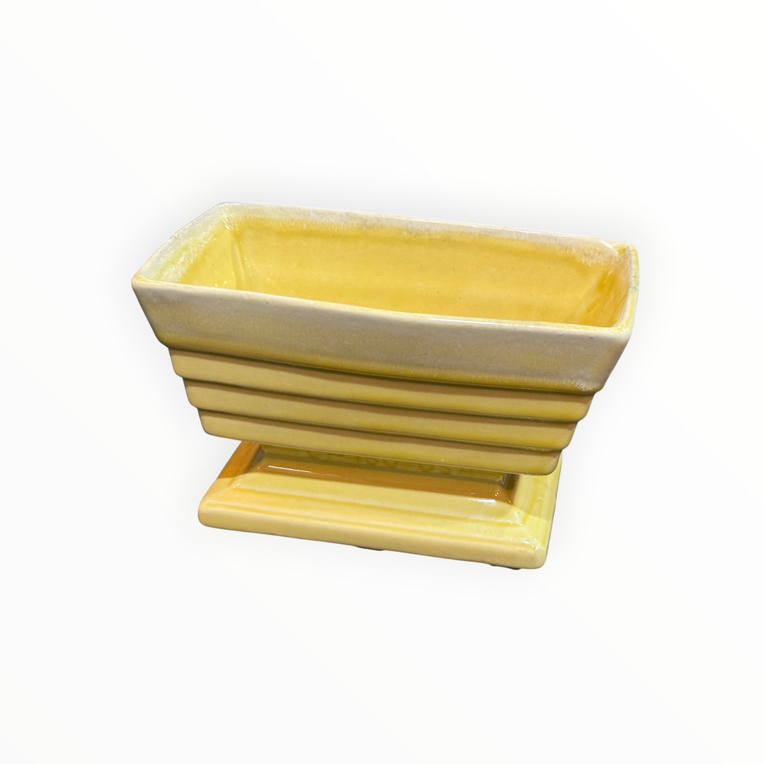 MCM Art Deco Ceramic Yellow Planter