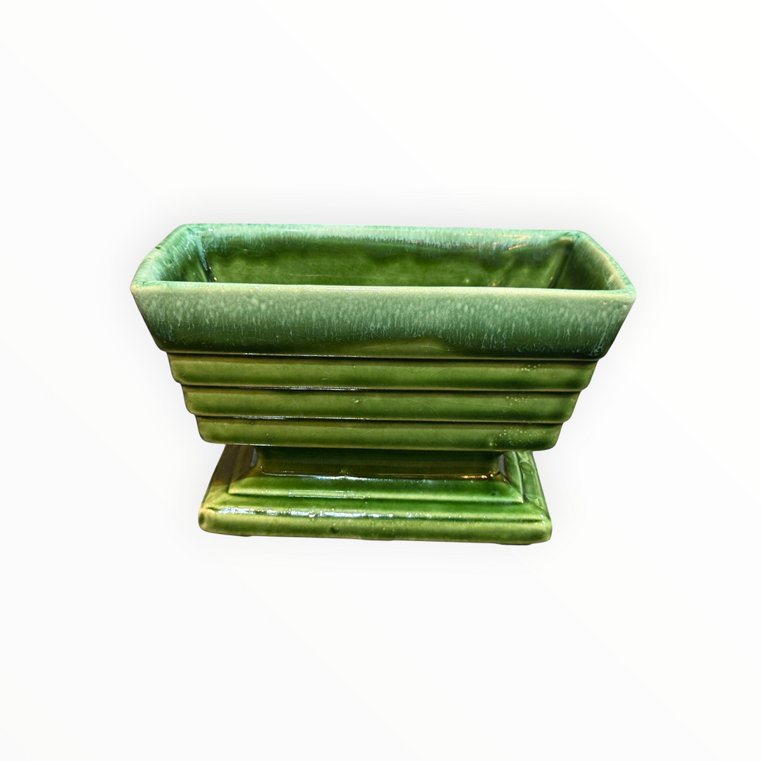 MCM Art Deco Ceramic Green Planter