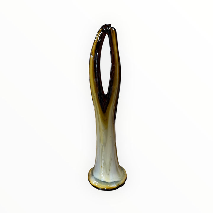 Swung Glass Vase Basket Hand Blown Art Glass