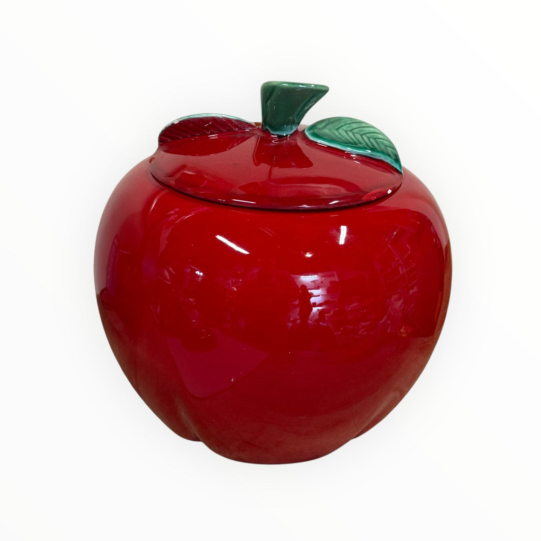Ceramic Apple Cookie Jar With Lid 1980s
