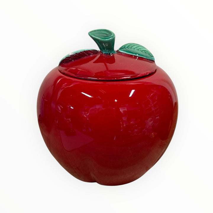 Ceramic Apple Cookie Jar With Lid 1980s