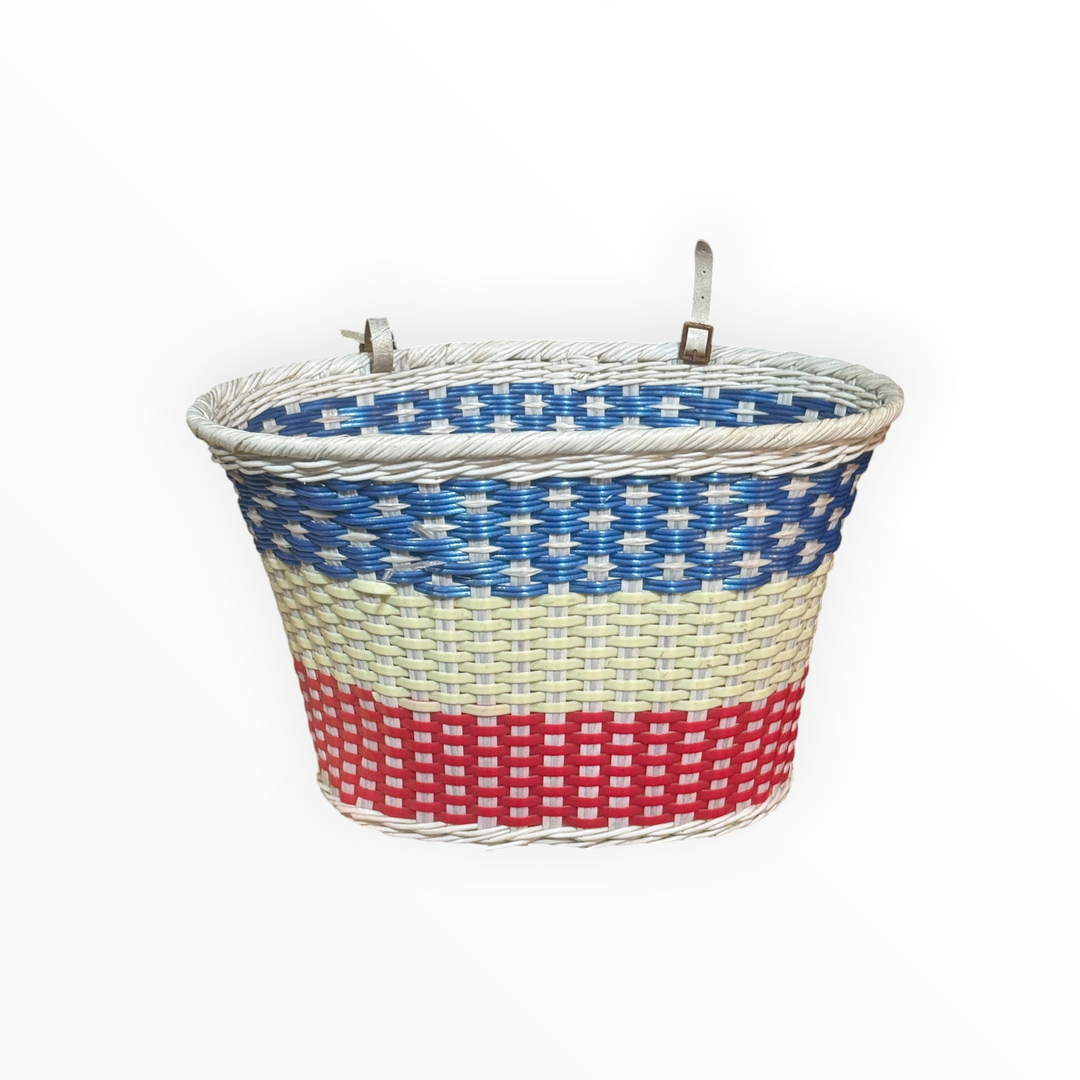 Vintage Red White and Blue Bicycle Basket Plastic