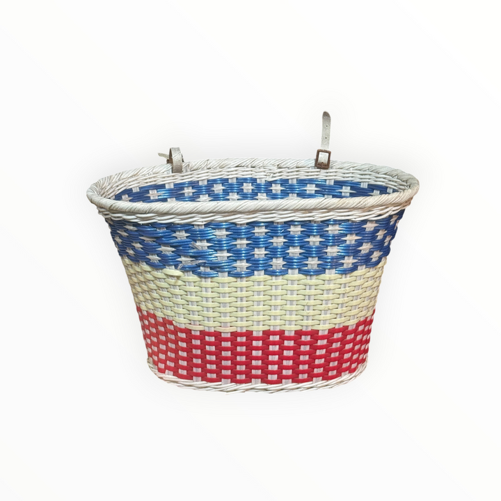 Vintage Red White and Blue Bicycle Basket Plastic