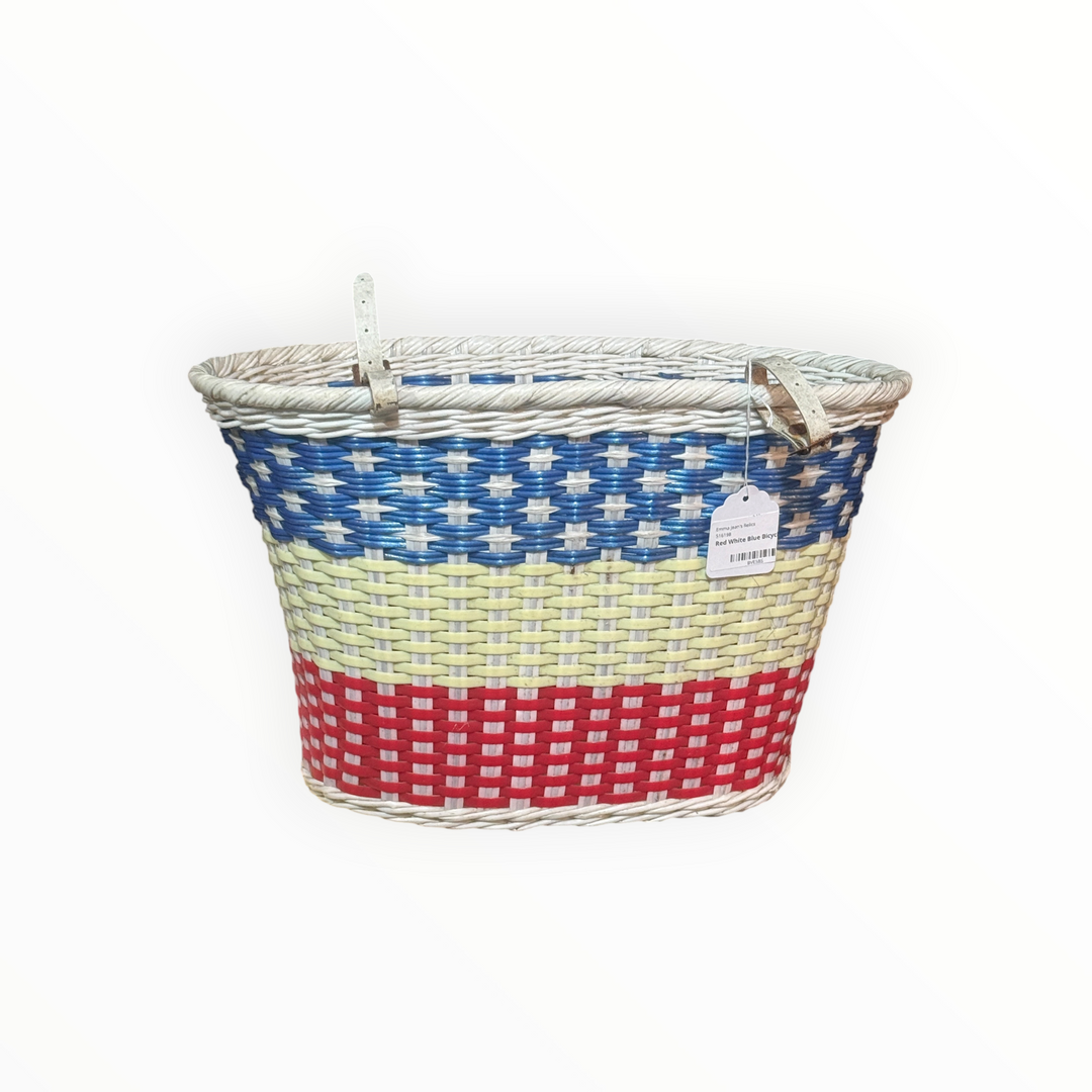 Vintage Red White and Blue Bicycle Basket Plastic
